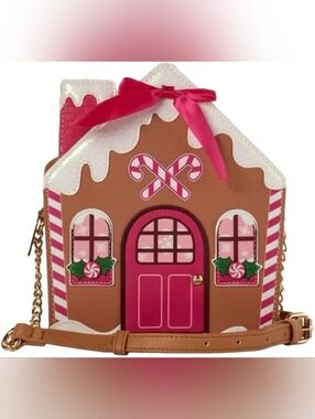 Betsey Johnson Gingerbread House Crossbody Bag - Pink & Brown